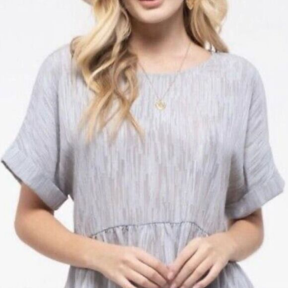 Anthropologie Tops - BLU PEPPER x ANTHROPOLOGIE | Blue Gold Button Back Peplum Top Blouse | Small